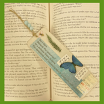 collaged bookmark on a book