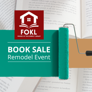 paint roller over book pages and the text: book sale remodel event
