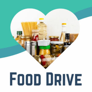 food within a heart with the words food drive